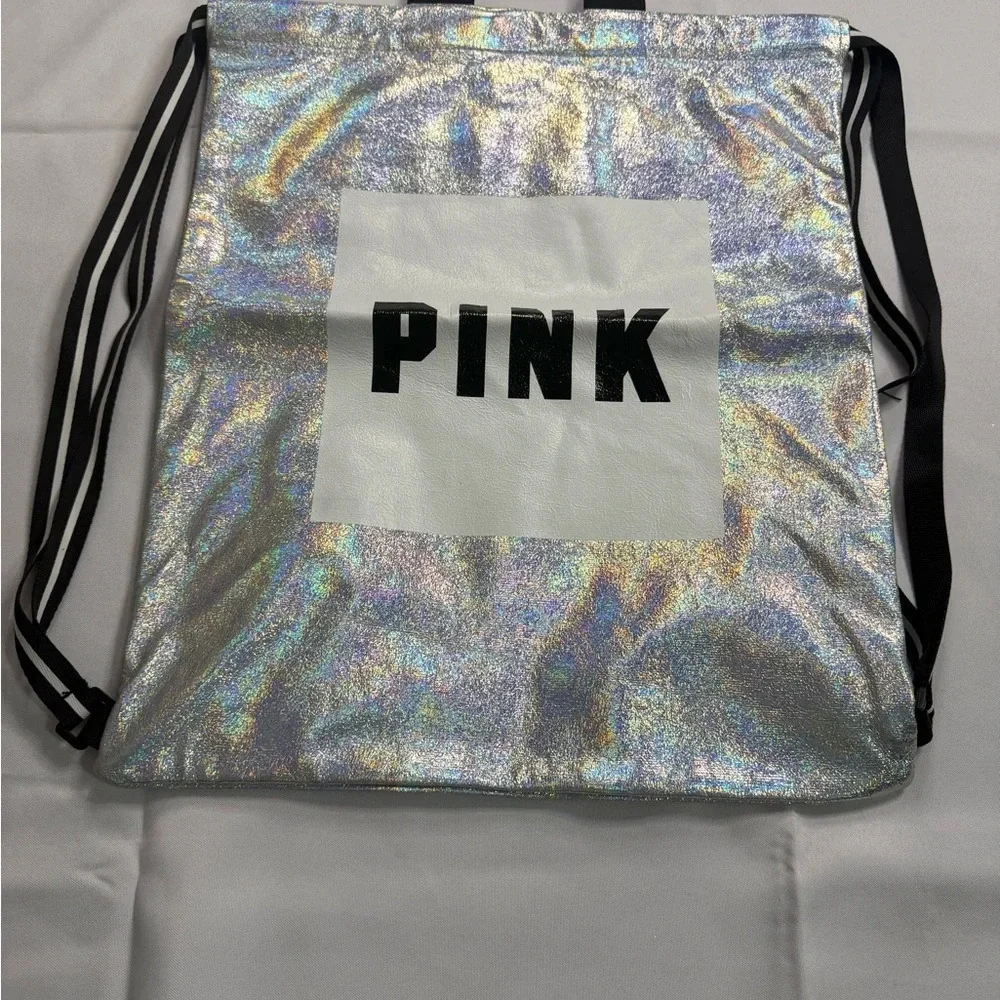 PINK Victoria's Secret Silver Holographic Backpack